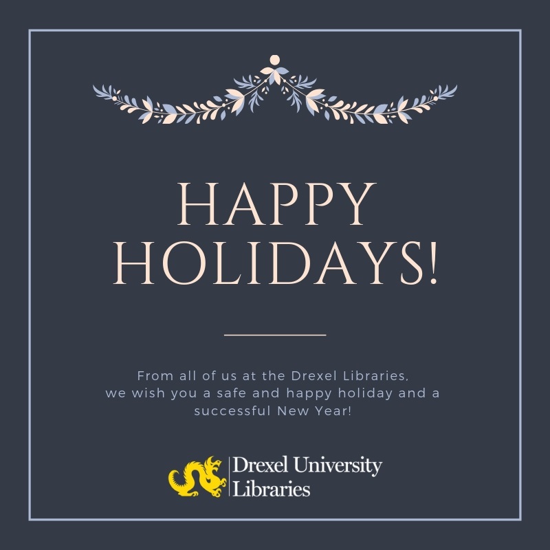 DUL logo with a holiday wreath and holiday message